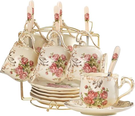 Yolife St Ck Teetassen Untertassen Set Zahnpasta Rose Ml