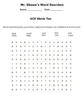 Word Searches For Emerging Developing Spellers Word Families Vowel A