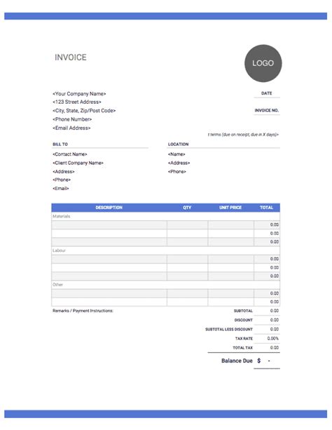 Free Contractor Invoice Templates - Invoice Simple