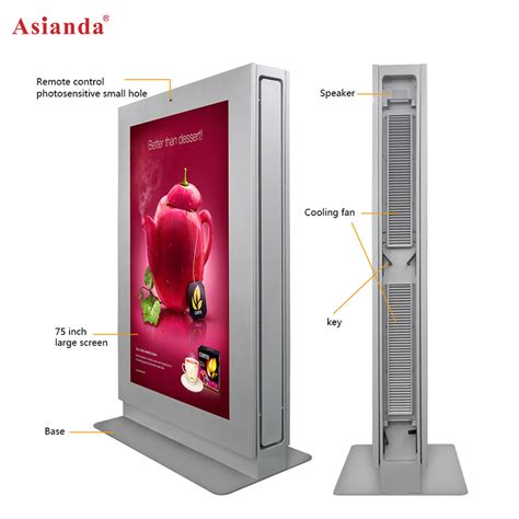 75 Inch Freestanding Outdoor Digital Totem Lcd Advertising Display