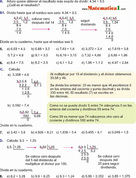 Ejemplos De Divisiones Con Punto Decimal Para Quinto Grado Nuevo Porn