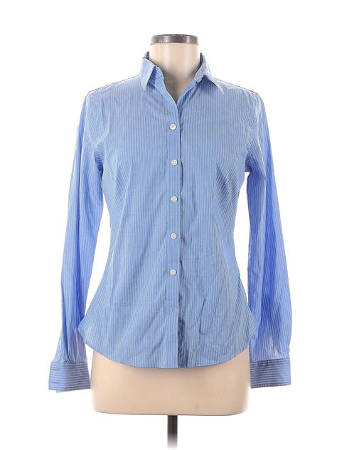 Banana Republic Stripes Blue Long Sleeve Button Down Shirt Size 8 81