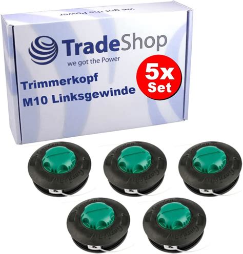 5x Trade Shop Ersatz Trimmerkopf Mähkopf Fadenkopf M10 x 1 25mm Links