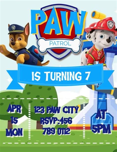 Paw Patrol Birthday Invitation Template Postermywall