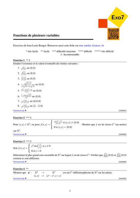 Fonctions De Plusieurs Variables Exo7