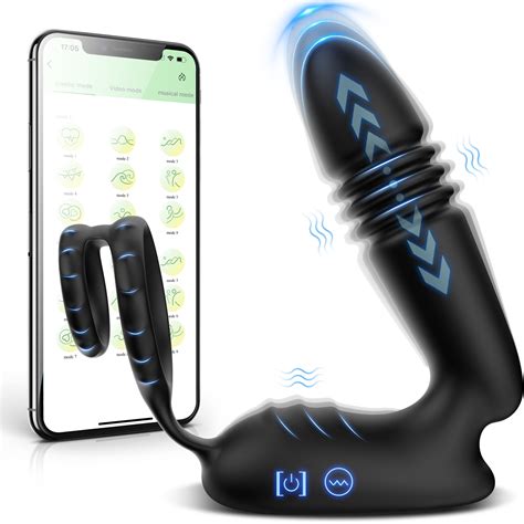 Prostate Massager Anal Plug Vibrators With Penis Ring Kerero Adult Toys With 3 Thrusting And 9