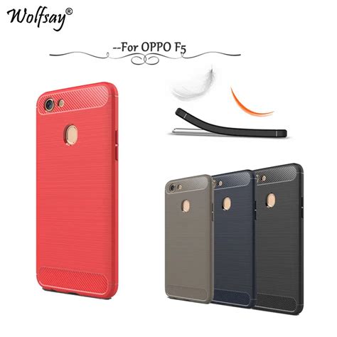 Wolfsay Case for OPPO F5 Cover A73 Cases OPPO F5 Fundas Soft TPU Brush Rugged Armor Case For ...