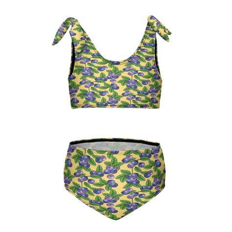 Blueberries Pattern Girl S Piece Bikini Set Beach Sport Swimsuit