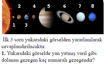 6 Sınıf ÜNİTE 1 GÜNEŞ SİSTEMİ ve TUTULMALAR TEST 1 Test Saati