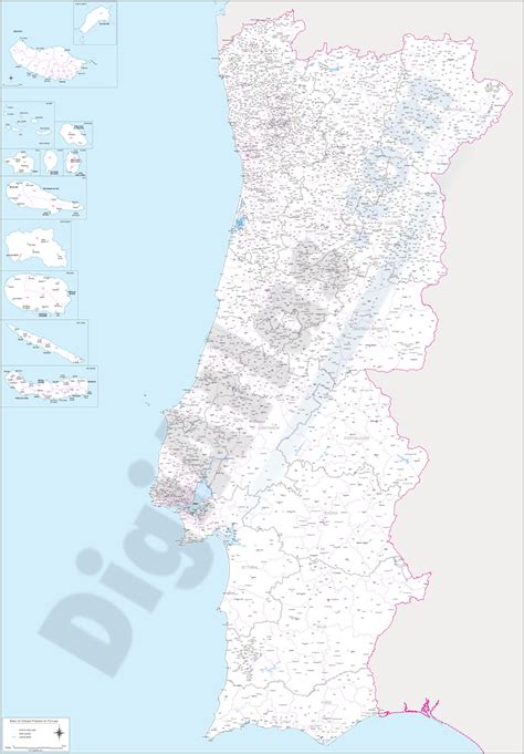 Portugal Mapa De Códigos Postales De 4 Dígitos