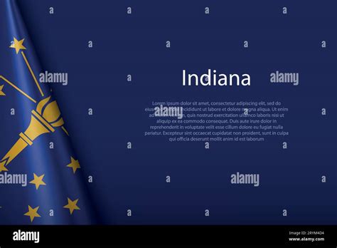 3d Flag Indiana State Of United States Isolated On Background With