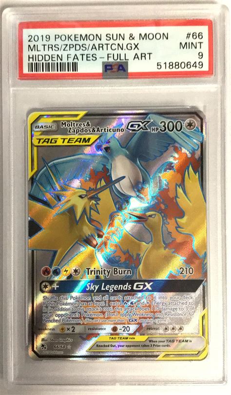 2019 Pokemon Sun Moon Hidden Fates 66 Full Art Moltres Zapdos