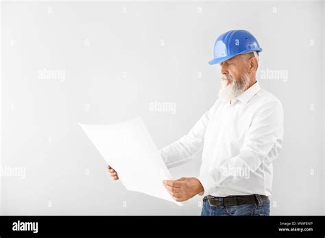 Mature Male Architect On White Background Stock Photo Alamy
