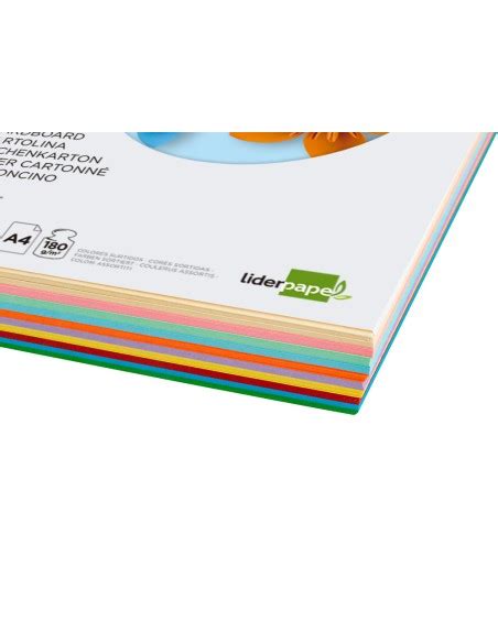 Cartulina Liderpapel A4 10 Colores Surtidos Pack 100 Cartulinas