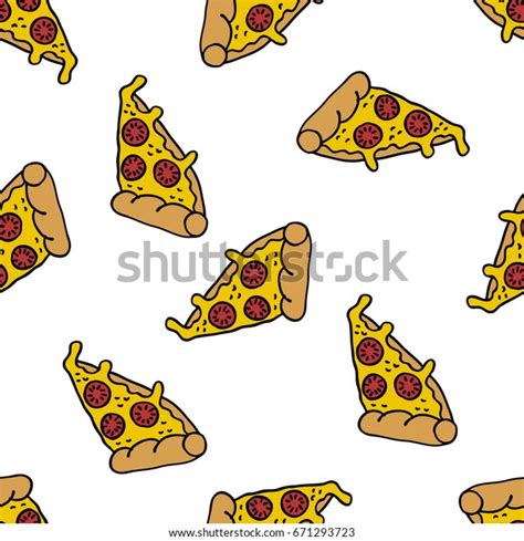 Pizza Seamless Doodle Pattern Stock Vector Royalty Free 671293723