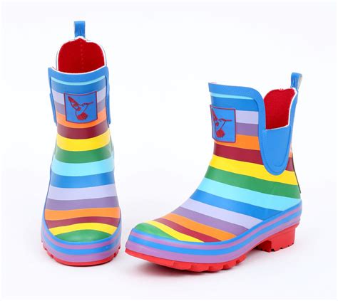 Evercreatures Rainbow Meadow Ankle Wellies Funky Wellington Boots