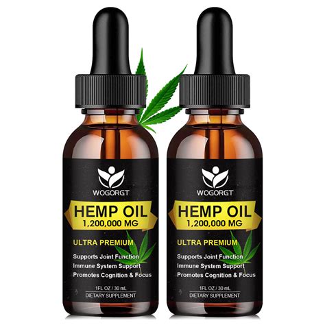 2 Pack Organic Hemp Oil 100 Natural Hemp Oil Extract Calming Sl Wogorgt