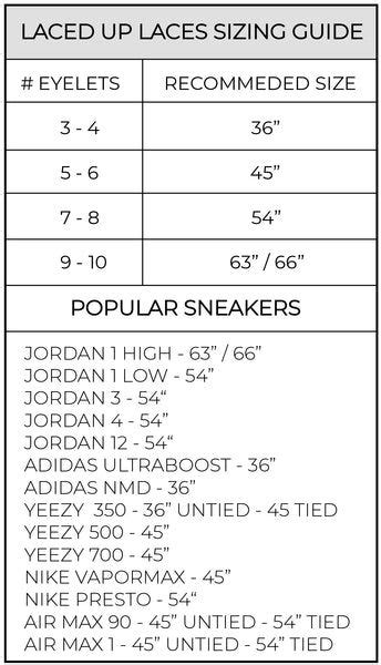 Shoelace Length Chart Size Guide For Different Shoestrings Shoe