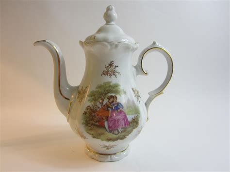 Stunning German Vintage Porcelain Teapot With Gold Trimming Etsy