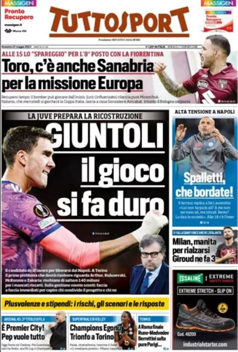 Revue De Presse Italienne Du 21 Mai 2023 Tuttosport Corriere Dello