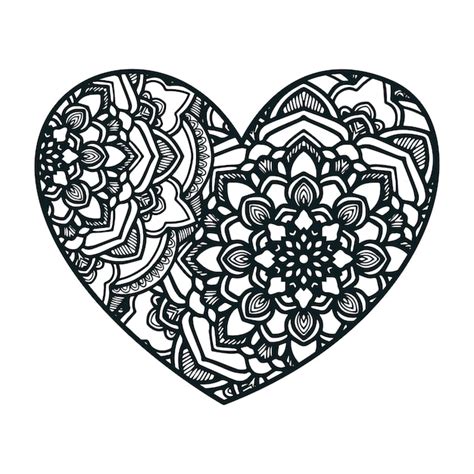 Mandala Art Avec Forme De Coeur Vecteur Premium