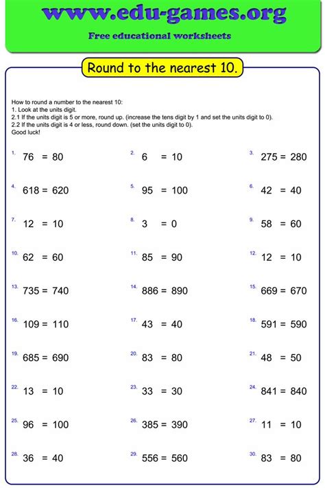 Rounding To Nearest Ten And Hundred Worksheets