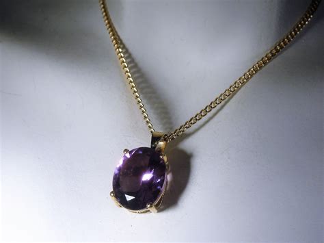 Amethyst Necklace 14k Gold Necklace 3 Carat Purple Amethyst Pendant