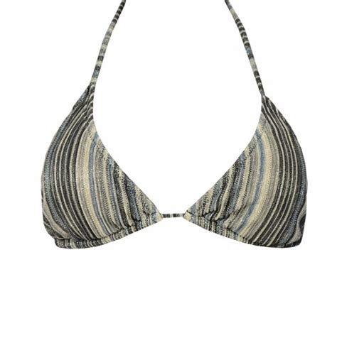 Μαγιό τρίγωνο Rock Club Black Ριγέ Lurex τοπ Bikini Cup B C lingerie shop gr