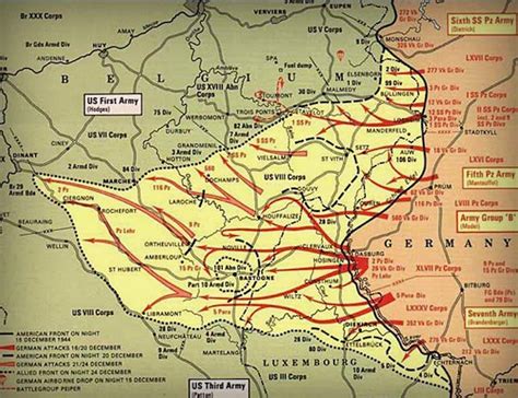 Carte montrant l'étendue plus éloigné des Ardennes, maintenant ...