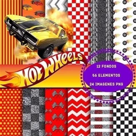Kit Imprimible Hot Wheels 12 Fondos 80 Png Cuotas sin interés