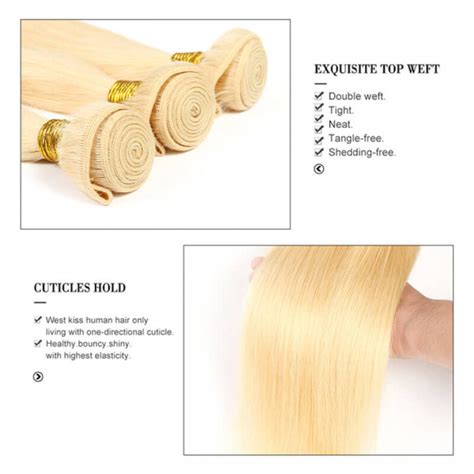 Blonde Straight Brazilian Virgin Hair Bundles West Kiss Hair