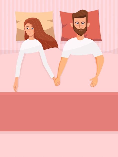 Pareja de jóvenes hombre y mujer acostados en la cama ilustración de