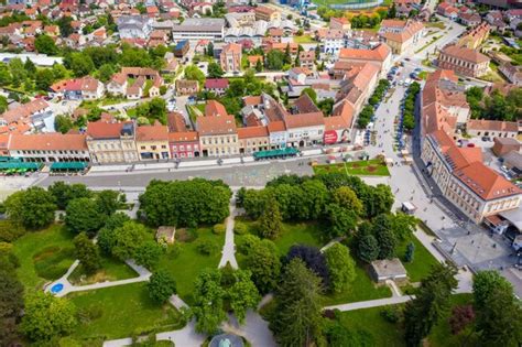Premium Photo | Aerial view of centre of koprivnica town in croatia