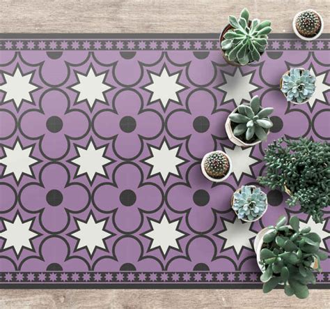 Alfombra Vinilo Hidr Ulica Estrellas Geom Tricas Moradas Y Negras