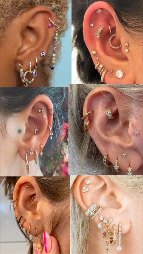 Curated Ear Inspo Piercing All Orecchio Orecchini Trago Style Gioielli