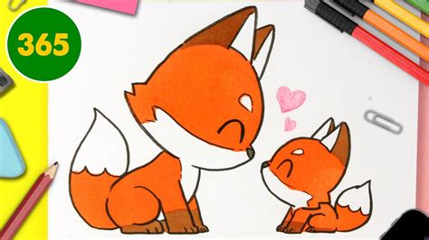 COMMENT DESSINER RENARD ET SON BÉBÉ KAWAII dessins kawaii faciles