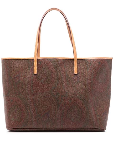 ETRO Paisley Print Leather Tote Bag Farfetch