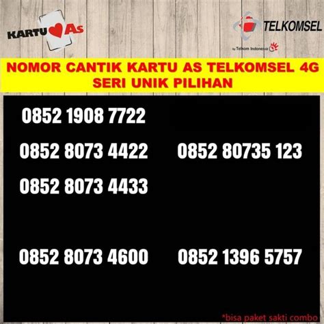 Jual Nomer Cantik Kartu As Kartu Perdana Telkomsel 4G Lte Rapih Nomor