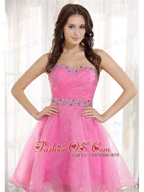 Bay Saint Louis Beaded Decorate Sweetheart Neckline And Waist Pink