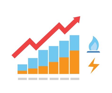Global energy crisis, high energy costs inflation graph, increase in