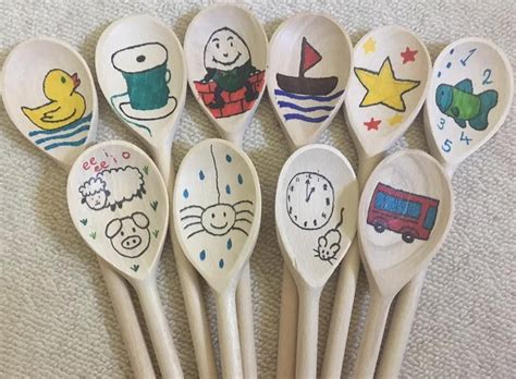 Nursery Rhyme Wooden Spoons | Nursery rhymes preschool, Nursery ...