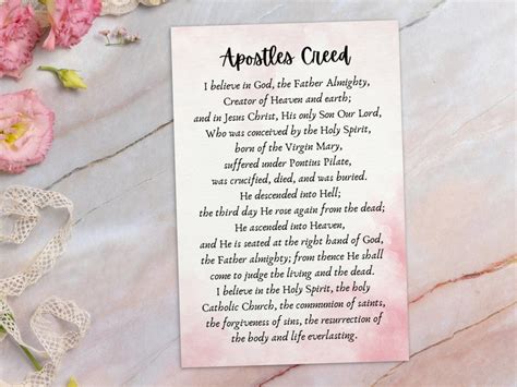 Apostles Creed Prayer Card Catholic Prayer Gift Catholic Church Card ...