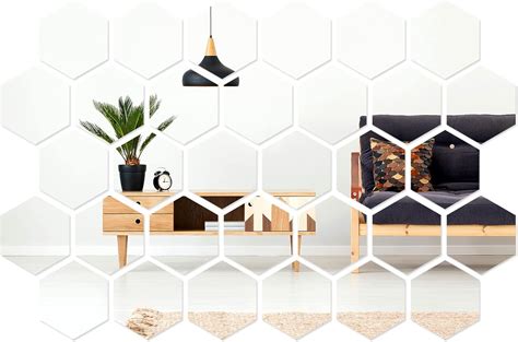 Amazon Shappy 32 Pcs Hexagon Mirror For Wall Stickers Removable