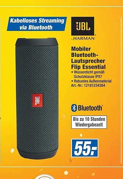 Jbl Harman Mobiler Bluetooth Lautsprecher Flip Essential Angebot Bei