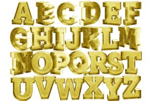 3D Gold Retro Metallic Alphabet A To Z Graphic By V Design Stock