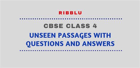 Unseen Passages For Class English With Answers