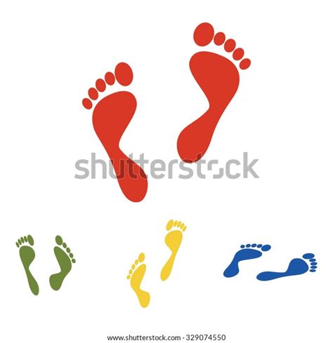 Foot Prints Vector Illustration Set Isometric Stock Vector Royalty