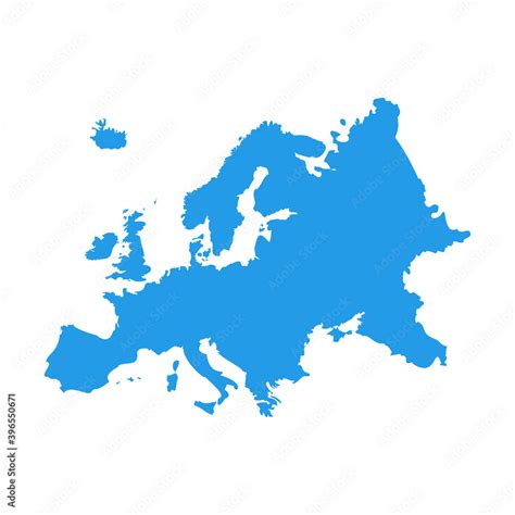 Europe Map Vector Country Border European Map Eu Silhouette Continent