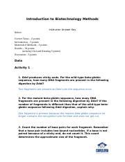 Introduction To Biotechnology Methods And Rubric Docx Introduction To