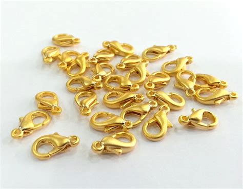 Pcs X Mm Lobster Clasps Findings Gold Plated Metal Etsy